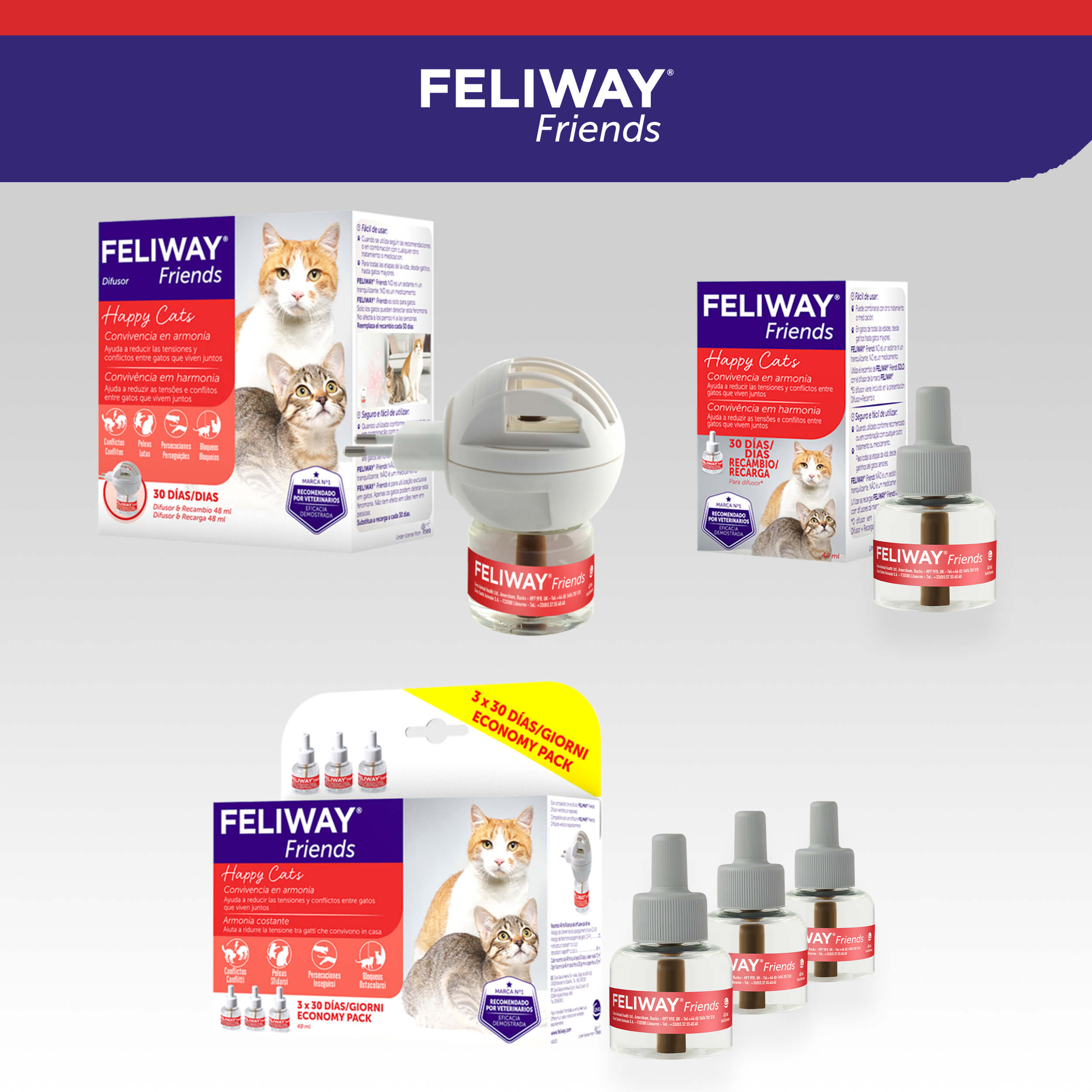 Feliway Friends - Trousse de Départ de 30 Jours - Diffuseur et